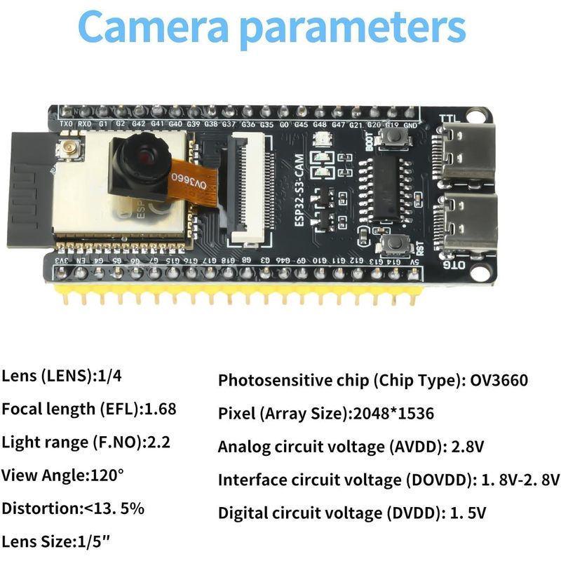 Placa ESP32-S3-CAM con cámara  - Esp32 Wifi Bluetooth Module reseña y precio